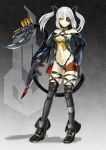  alternate_breast_size alternate_costume alternate_eye_color alternate_hair_color alternate_skin_color bayonet blade blood boots choker coat coattails commentary commission corruption drum_magazine ear_piercing eyepatch flamethrower folding_stock foregrip full_body garter_straps girls_frontline gloves gun hair_ornament hand_on_hip highres holster impossible_clothes kein_hasegawa leaning mechanical_tail pale_skin piercing revealing_clothes ribbon_choker sangvis_ferri scorpion_tail skorpion_(girls_frontline) skorpion_vz._61 smile standing strap submachine_gun suppressor tail thighhighs thong twintails vest weapon white_hair wide_sleeves yellow_eyes 