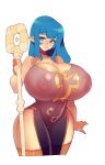  absurd_res areola blue_eyes blue_hair breasts clothing doxy elf female genitals hair hi_res humanoid humanoid_pointy_ears legwear long_hair looking_at_viewer nipples not_furry pussy thick_thighs thigh_highs wide_hips 