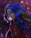  2016 anthro black_nose blue_eyes blue_hair breasts eyebrows eyelashes female hair lagomorph leporid lynjox lynxyjones mammal rabbit smile solo 