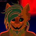  1:1 anthro blood_moon food fruit halloween headshot_portrait hi_res holidays kaiser_nystrom kaiserart male night plant portrait pumpkin smile solo 