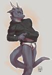  anthro black_clothing black_hoodie black_topwear briefs bulge clothing dragon drawyourfursona hi_res hoodie hoodie/briefs_meme lion21 male meme meme_clothing simple_background solo standing topwear underwear white_clothing white_underwear 