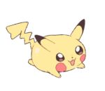  :3 blush_stickers brown_eyes clarevoir commentary_request english_commentary fat full_body gen_1_pokemon happy lying mixed-language_commentary no_humans on_stomach open_mouth partial_commentary pikachu pokemon pokemon_(creature) simple_background smile solo white_background 