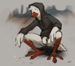  anthro avian bird black_clothing black_hoodie black_topwear briefs bulge clothing crouching drawyourfursona hi_res hoodie hoodie/briefs_meme male meme meme_clothing solo topwear underwear vulgarstarling white_clothing white_underwear 