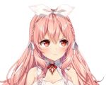  atelier_live braid closed_mouth dress frown hairband indie_virtual_youtuber looking_to_the_side pink_hair pinku red_eyes ribbon rosuuri twin_braids virtual_youtuber white_background white_dress white_hairband white_ribbon 