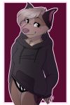  2:3 anatomypup anthro black_clothing black_hoodie black_topwear briefs bulge canid canine canis clothing domestic_dog drawyourfursona female hi_res hoodie hoodie/briefs_meme mammal meme meme_clothing simple_background solo standing topwear underwear white_clothing white_underwear 