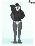  anthro black_clothing black_hoodie black_topwear briefs bulge canid canine canis clothing drawyourfursona hi_res hoodie hoodie/briefs_meme male mammal meme meme_clothing rilyam_(artist) simple_background solo standing topwear underwear white_clothing white_underwear wolf 