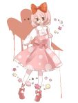  1girl bangs blood bow character_request dress flower full_body hair_between_eyes hair_bow happy_tree_friends large_bow long_sleeves looking_at_viewer manmi pantyhose peter_pan_collar pink_bow pink_dress pink_flower pink_footwear polka_dot polka_dot_dress red_bow shirt shirt_under_dress shoe_bow shoes simple_background sleeves_past_wrists solo standing waist_bow white_background white_flower white_legwear white_shirt 