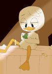  absurd_res anthro beak condom discarded_condom disney ducktales ducktales_(2017) hi_res louie_duck male money nipples prostitution sexual_barrier_device simple_background solo therita3k tongue tongue_out 