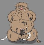  2020 anthro asian_clothing balls belly bodily_fluids clothing crying east_asian_clothing erection fundoshi genitals hanakatsuo10 hi_res japanese_clothing male mammal moobs overweight overweight_anthro overweight_male penis simple_background solo suid suina sus_(pig) tears underwear wild_boar 