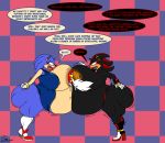  anthro big_breasts big_butt bimbofication bodily_fluids breasts butt crossgender duo english_text female huge_breasts huge_butt hyper hyper_breasts hyper_butt hyper_pregnancy lactating lips pregnant shadow_the_hedgehog sonic_the_hedgehog sonic_the_hedgehog_(series) speech_bubble text thick_lips xanderdwulfe 