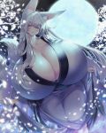  4:5 animal_humanoid asian_clothing big_breasts big_ears blush breasts canid canid_humanoid canine canine_humanoid cleavage clothed clothing curvy_figure east_asian_clothing female fluffy fluffy_tail fox_humanoid fully_clothed fur hair hakusen half-closed_eyes hi_res huge_breasts humanoid humanoid_hands hyper hyper_breasts inner_ear_fluff japanese_clothing kimono light_skin long_hair looking_at_viewer mammal mammal_humanoid monotone_body monotone_fur monotone_hair moon multi_tail narrowed_eyes night outside petals purple_eyes smile solo standing tight_clothing tuft voluptuous w_techo300 white_body white_fur white_hair 