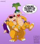 3_toes 4_fingers absurd_res anal bald balls big_balls big_penis brother brothers carrying duo english_text eyewear eyewear_only feet fingers genitals glasses glasses_only hi_res humanoid_genitalia humanoid_penis iggy_koopa koopa koopaling leg_grab male male/male mario_bros masturbation muscular nintendo nude pattern_background penetration penis purple_background roy_koopa scalie sex sibling simple_background size_difference smile smirk spread_legs spreading stand_and_carry_position standing standing_sex sunglasses sunglasses_only text toes vein veiny_penis video_games wolfbuns 