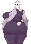  &lt;3 2020 anthro big_breasts big_butt blush boss_monster bovid breasts butt caprine cherrikissu clothed clothing curvy_figure dress female goat hair hi_res hourglass_figure huge_breasts huge_butt looking_back mammal mature_female red_eyes side_boob simple_background solo thick_thighs toriel undertale video_games voluptuous white_background white_body white_hair wide_hips 