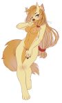  2018 3:5 accessory alpha_channel anthro black_nose blush breasts brown_body brown_fur brown_hair canid canine canis claws digital_media_(artwork) domestic_dog felid female fur genitals hair hair_accessory hairband hi_res horn hybrid ladysgusting long_hair looking_at_viewer mammal melissa_(hipcat) nipples nude pussy simple_background smile solo transparent_background 
