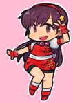  1girl asamiya_athena bike_shorts chibi fingerless_gloves full_body gloves ibara. long_hair open_mouth purple_eyes purple_hair skirt solo the_king_of_fighters v 