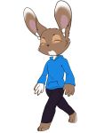 alpha_channel anthro casual_clothing clothing content_smile earbuds headphones jake_thumpings lagomorph leporid male mammal quirky-middle-child rabbit solo sweater topwear white_paw 