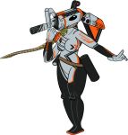  2018 alpha_channel ammo_belt ammunition animate_inanimate anthro asiimov black_body black_skin breasts eyelashes featureless_breasts featureless_crotch grey_body grey_skin gun hi_res living_gun living_ranged_weapon living_weapon machine_gun multicolored_body multicolored_skin orange_body orange_skin ranged_weapon simple_background small_waist thick_thighs transparent_background weapon znhc 