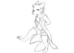  2020 absurd_res anthro barefoot bottomwear canid canine clothed clothing ear_piercing ear_ring female fox fully_clothed fur hi_res mammal monochrome piercing shorts simple_background solo white_background zhan 