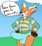  2020 4_fingers animal_crossing anthro balls balls_outline beau_(animal_crossing) big_balls big_penis black_nose blue_clothing blue_eyes blue_panties blue_underwear bottomless brown_body brown_fur bulge cervid clothed clothing dipstick_ears erection fingers fist fur genital_outline genitals green_clothing green_jacket green_topwear grey_inner_ear hands_on_hips huge_penis jacket looking_up male mammal mrrottson multicolored_ears nintendo open_mouth outside panties penis penis_outline solo standing tan_body tan_clothing tan_fur tan_horn tan_jacket tan_topwear tight_clothing topwear underwear video_games white_body white_fur 