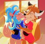  absurd_res anthro bottomless canid canine cel_shading clothed clothing cookie_monster darma_(rock_dog) duo elmo eyes_closed female female/female fox french_kissing hi_res kissing lobofeo mammal nickelodeon rock_dog rocko&#039;s_modern_life sheila_(rocko&#039;s_modern_life) tongue tongue_out 