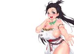  black_hair breasts brown_eyes cleavage erect_nipples fate/grand_order fate_(series) himiko_(fate) japanese_clothes long_hair necklace no_bra nopan onsoku_inu see_through sideboob tattoo wet white 