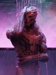  3:4 3d_(artwork) alien anthro blue_eyes digital_media_(artwork) hand_on_head hand_on_side hi_res kagekave male mass_effect muscular muscular_anthro muscular_male nude showering solo standing turian video_games water wet 