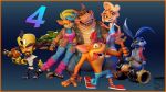 16:9 3d_(artwork) activision anthro bandicoot blender_(software) canid canine canis clothed clothing coco_bandicoot crash_bandicoot crash_bandicoot_(series) crocodile crocodilian crocodylid digital_media_(artwork) dingo dingodile doctor_neo_cortex ear_piercing ear_ring eye_contact female group group_picture gun hair hi_res human jawsfm kangaroo looking_at_another looking_at_viewer macropod male mammal marsupial multicolored_hair no_pupils piercing pirate_tawna ranged_weapon reptile ripper_roo scalie simple_background smile tawna_bandicoot tongue tongue_out video_games weapon widescreen 