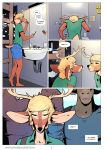  2020 5_fingers anthro antlers blonde_hair cervid comic dialogue digital_media_(artwork) english_text eyelashes falcon_mccooper feet fingers girly green_eyes hair horn jesse_(falcon_mccooper) male mammal mirror muscular muscular_male smile text url 