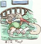  anthro bed bedroom butt clothing digital_media_(artwork) domestic_cat duo feet felid feline felis furniture kinktober kinktober_2020 lagomorph lavilovi leporid male male/male mammal paws rabbit sleeping 