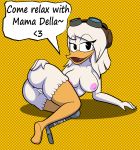  absurd_res anatid anseriform anthro anus avian bird butt della_duck disney duck ducktales_(2017) english_text female genitals hi_res marcodile mature_female presenting presenting_anus presenting_hindquarters presenting_pussy pussy solo text 
