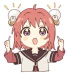  akaza_akari double_bun lamp namori nanamori_school_uniform red_hair school_uniform serafuku yuru_yuri 