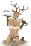  2020 anthro antlers beastars cervid english_text erection eye_patch eyewear front_view genitals hi_res horn humanoid_genitalia humanoid_penis looking_at_viewer louis_(beastars) male mammal penis pirate_outfit simple_background solo taga text 
