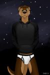  2:3 anthro black_clothing black_hoodie black_topwear briefs clothing drawyourfursona hi_res hoodie hoodie/briefs_meme irradiatedotter lutrine male mammal meme meme_clothing mustelid simple_background solo standing topwear underwear white_clothing white_underwear 