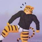  anthro black_clothing black_hoodie black_topwear briefs bulge clothing drawyourfursona etnigus felid hi_res hoodie hoodie/briefs_meme male mammal meme meme_clothing pantherine simple_background solo standing surprise tiger topwear underwear white_clothing white_underwear 