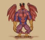 absurd_res anthro bird_feet charcoal_inpachi claws daimon demon demon_wings devil_horns_(disambiguation) dragon&#039;s_dogma erection facial_hair goatee hi_res hybrid looking_at_viewer male muscular muscular_anthro muscular_male slit solo wings 