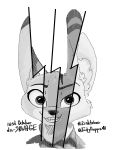  2020 3:4 absurd_res anthro arctic_fox canid canine disney ear_markings facial_markings fangs fox fur grin group head_markings hi_res inktober inktober_2020 jack_savage judy_hopps judyhopps44 lagomorph leporid mammal markings monochrome nick_wilde rabbit red_fox skye_(zootopia) smile teeth zootopia 