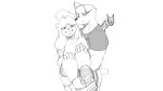  absurd_res animal_crossing anthro canid canine canis carrying carrying_partner clothing domestic_dog duo female goon_(goonie_san) goonie-san hi_res isabelle_(animal_crossing) lifting looking_at_viewer male mammal monochrome neutral_expression nintendo shirt shows smile smiling_at_viewer teeth topwear video_games wolf 