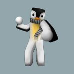  anonymous_artist anthro avian beak bird emperor_penguin feathers hi_res humanoid male minecraft minecraft_skin multicolored_body penguin scarf simple_background snowball solo video_games 