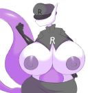  anthro areola bottomwear breasts clothed clothing female hi_res itisjoidok legendary_pok&eacute;mon legwear mewtwo nintendo pok&eacute;mon pok&eacute;mon_(species) skirt solo team_rocket video_games wide_hips 