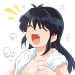  black_hair closed_eyes eyebrows_visible_through_hair fang han&#039;you_no_yashahime highres inuyasha kaho_(amal135) long_hair moroha nude open_mouth steam towel wet wet_hair 