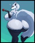  ! absurd_res anthro arctic_fox areola asaneman big_breasts big_butt big_tail biped black_areola black_border black_nipples black_nose blue_body blue_fur blue_hair border breasts butt canid canine curvy_figure dipstick_tail female flower fluffy fluffy_tail fox fur gloves_(marking) hair hi_res holding_flower holding_object huge_breasts huge_butt looking_at_viewer looking_back mammal markings multicolored_body multicolored_fur multicolored_tail nipples nude plant ponytail rear_view rose_(flower) sheep_and_wolves simone_(sheep_and_wolves) simple_background smile solo standing two_tone_body two_tone_fur voluptuous wide_hips 