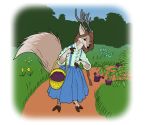  basket berry canid canine cervid clothing dahbastard digital_media_(artwork) dress eukayoticprokaryote female flat_colors flower food fox fruit hi_res hooves hybrid jumper mammal plant requested_sketch solo spots 