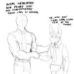  1:1 anthro asinus clothed clothing donk donkey duo english_text equid equine fanny_pack gesture handshake hi_res hladilnik human male mammal monochrome necktie no_sex parody text the_office ych_(character) 
