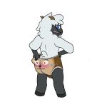  1:1 alpha_channel animate_inanimate anthro blue_eyes blush blush_stickers bovid bulge butt caprine cervid clothing clothing_transformation duo embarrassed fur hi_res horn inanimate_transformation luxythesheep male male/male mammal red_eyes sheep smug stretched_clothing transformation underwear underwear_transformation wool_(fur) 