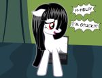  badumsquish computer dialogue distress english_text equid equine female floppy_ears ghost halp hasbro hi_res horse laptop looking_back mammal my_little_pony pony red_eyes samara_morgan smol solo spirit static struggling stuck text the_ring thick_butt undead 
