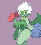  areola big_breasts big_butt breasts butt elemental_creature female flora_fauna flower green_body hi_res humanoid nintendo nipples not_furry petronoise plant pok&eacute;mon pok&eacute;mon_(species) red_eyes roserade smile solo thick_thighs video_games 