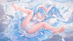  animal aqua_eyes aqua_hair atdan barefoot bird blush bubbles cameltoe feathers haiyi hat nopan short_hair signed spread_legs synthesizer_v water 