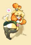  &lt;3 against_wall animal_crossing anthro bent_over big_breasts big_butt blush blush_stickers bra breasts butt canid canine canis clothed clothing domestic_dog eyewear female fur glasses grey_eyes hair hi_res hmeme isabelle_(animal_crossing) legwear looking_at_viewer looking_back looking_back_at_viewer mammal nintendo open_mouth rear_view shadow shih_tzu simple_background solo standing stockings tan_background teeth thick_thighs toy_dog underwear undressing video_games wide_hips yellow_body yellow_fur 