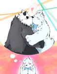  &lt;3 2014 anthro beartic black_body black_fur blush duo eyes_closed fur kemono kissing nintendo overweight pangoro pok&eacute;mon pok&eacute;mon_(species) snow_utamaru video_games white_body white_fur 