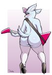  2020 absurd_res aggressive_retsuko annoyed anthro back_boob big_breasts big_butt blush breasts butt chinchilla chinchillid clothing cross-popping_vein digital_media_(artwork) drako1997 electric_guitar female footwear guitar hi_res high_heels holding_guitar holding_musical_instrument holding_object legwear looking_back mammal manaka_(aggretsuko) mostly_nude musical_instrument plantigrade plucked_string_instrument rodent sanrio shoes signature solo string_instrument vein 